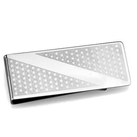 Alamode Alamode TK2080 Men High Polished Stainless Steel Money Clip with No Stone in No Stone TK2080